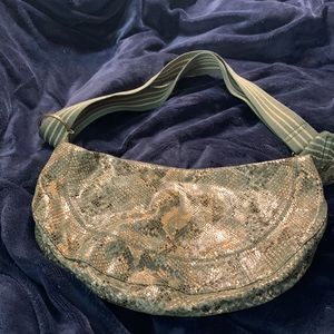Anthropologie Green snake print leather bag